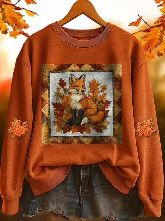 Lässig Rundhals Tier Sweatshirt Print