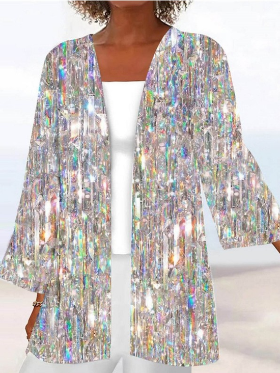 Damen Frühling/Herbst Oberbekleidung Retro Verlaufsmuster Dreiviertelärmel Jacke