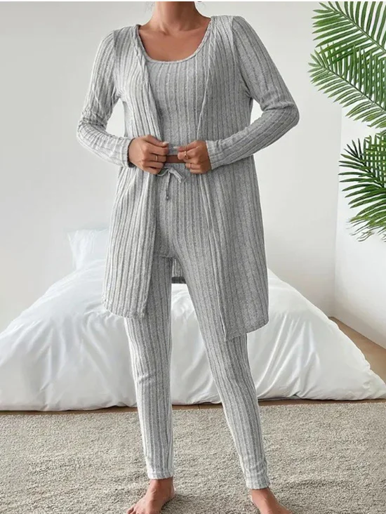 Damen Unifarben Matching Kostüm Täglich Langarm Lässig Frühling/Herbst Mehrteiliges Set Matching Set
