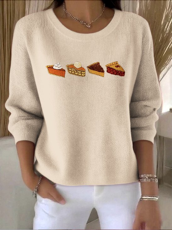 Damen Baumwolle Geometrisch Langarm Bequem Retro Pullover