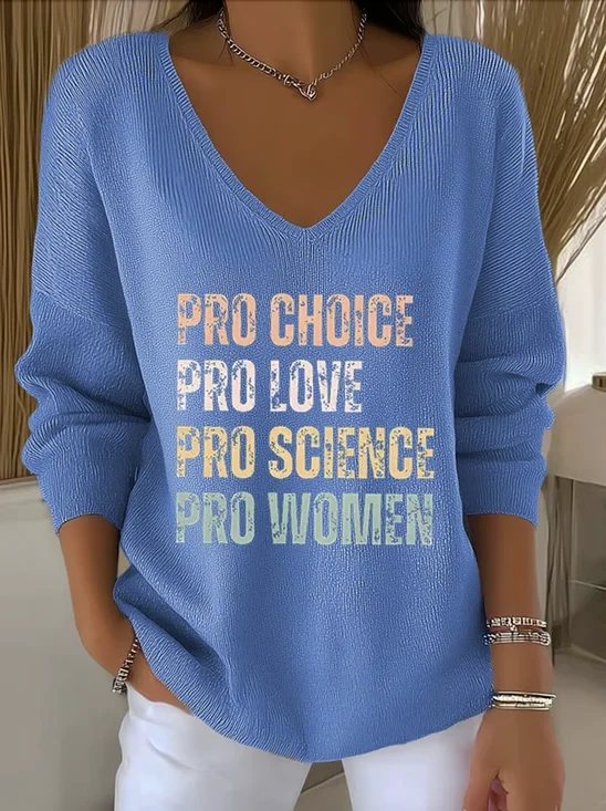 Damen Baumwolle Textbriefe Langarm Bequem Lässig Pullover