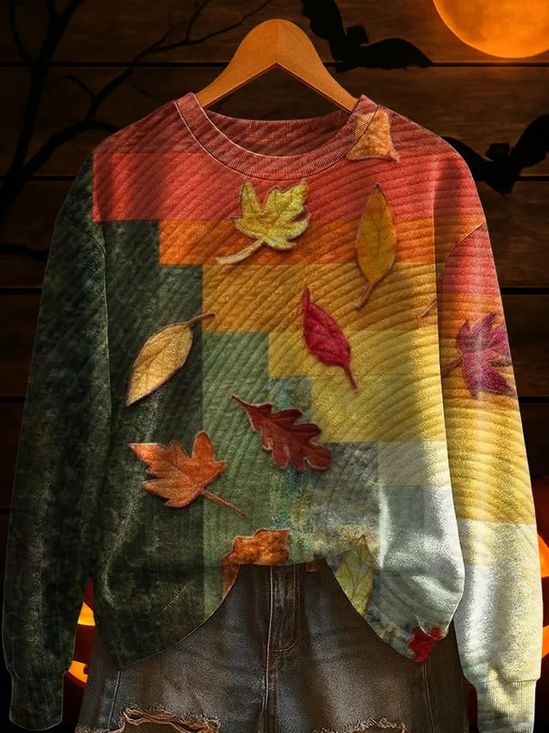 Lässig Rundhals Abstrakt Sweatshirt Print