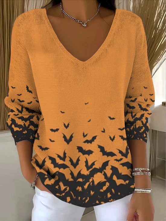 Damen Baumwolle Tier Langarm Bequem Lässig Pullover