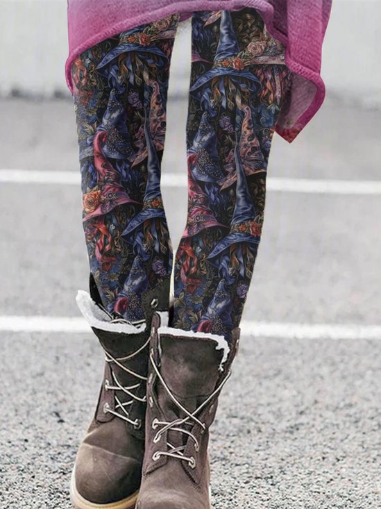 Damen Geblümt Retro Alle Jahreszeiten Lang Leggings