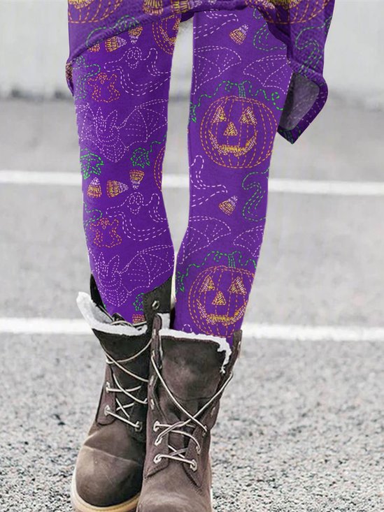 Damen Halloween Retro Alle Jahreszeiten Lang Leggings