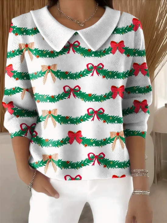 Damen Nachahmung Kaschmir Weihnachten Langarm Bequem Retro Pullover