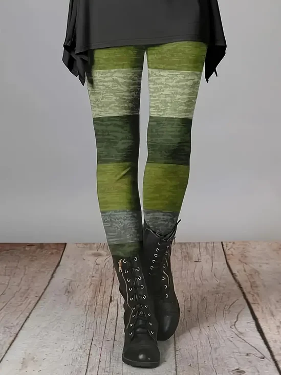 Damen Gestreift Lässig Alle Jahreszeiten Print Lang Leggings
