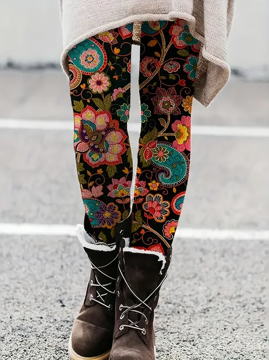 Damen Geblümt Lässig Alle Jahreszeiten Print Lang Leggings