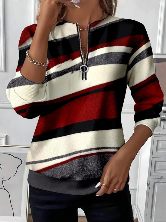 Lässig Rundhals Abstrakt Sweatshirt Print