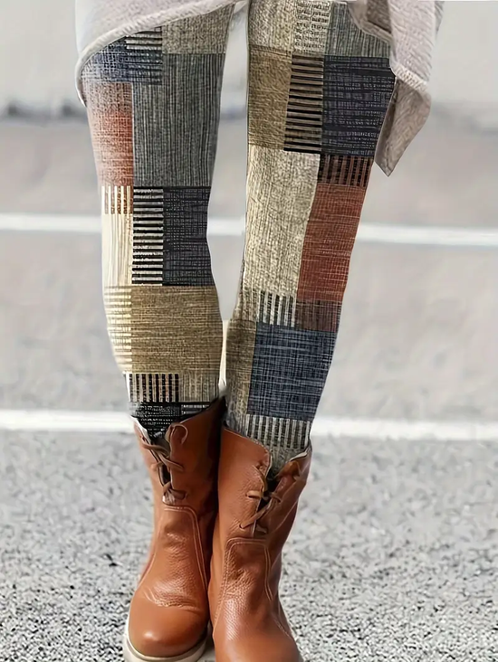Damen Abstrakt Lässig Alle Jahreszeiten Print Lang Leggings