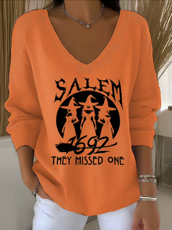 Damen Baumwolle Textbriefe Langarm Bequem Lässig Pullover