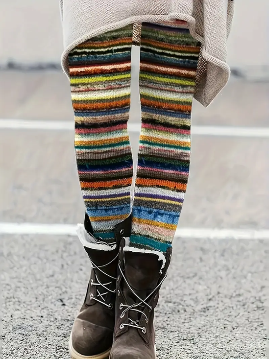 Damen abstrakte Streifen Lässig Alle Jahreszeiten Print Lang Leggings