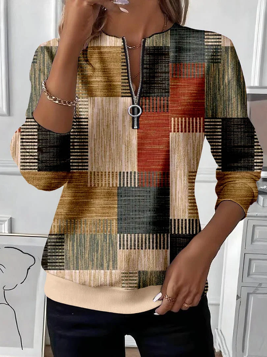 Lässig Rundhals Abstrakt Sweatshirt Print