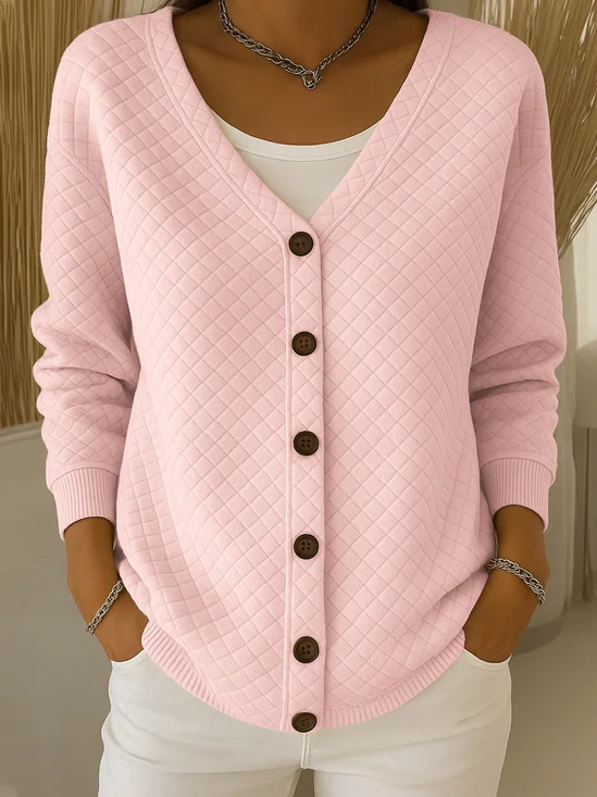 Damen Baumwolle Geometrisch Langarm Bequem Lässig Strickjacke