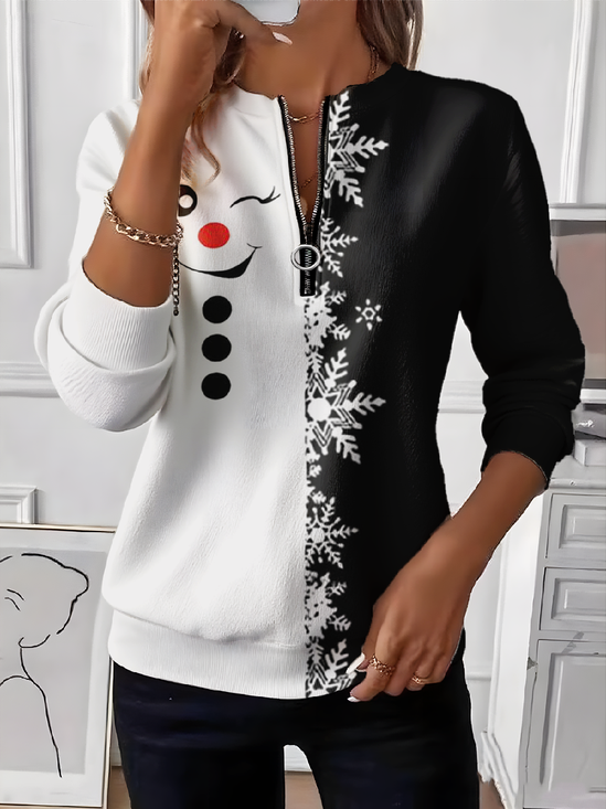 Damen Nachahmung Kaschmir Weihnachten Langarm Bequem Retro Pullover