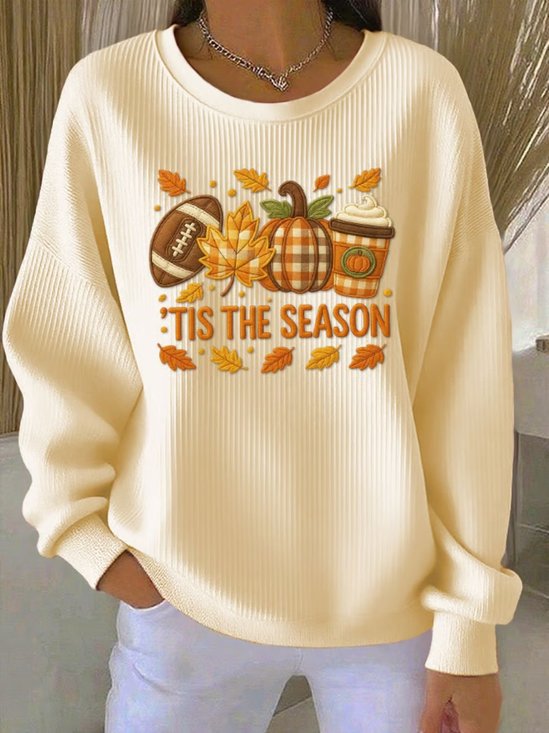 Lässig Rundhals Ahornblatt Sweatshirt