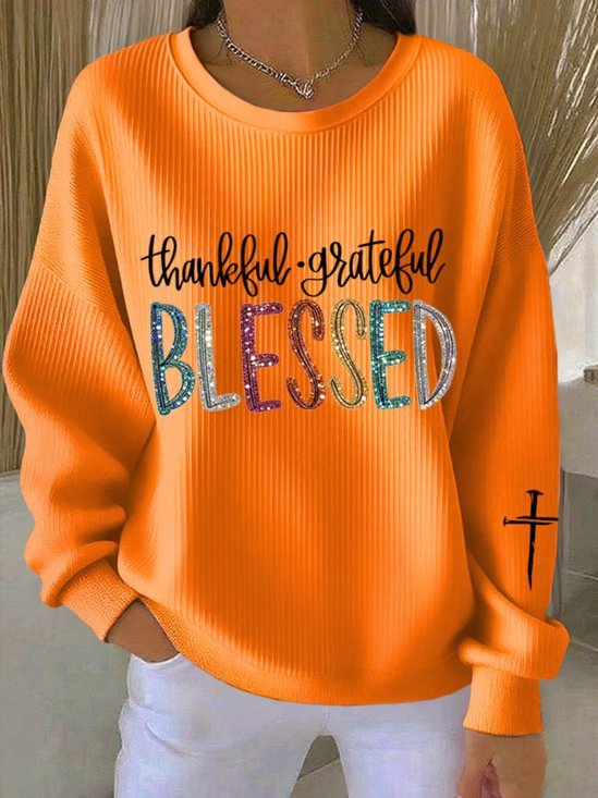 Lässig Rundhals Textbriefe Sweatshirt