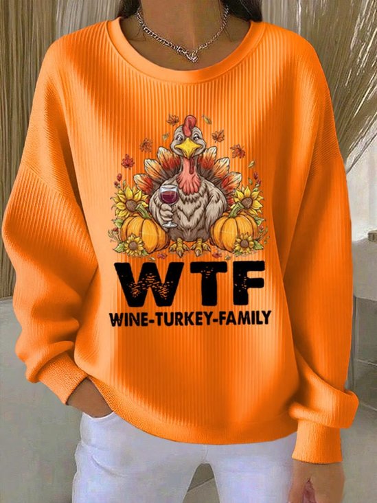 Lässig Rundhals Truthahn Sweatshirt