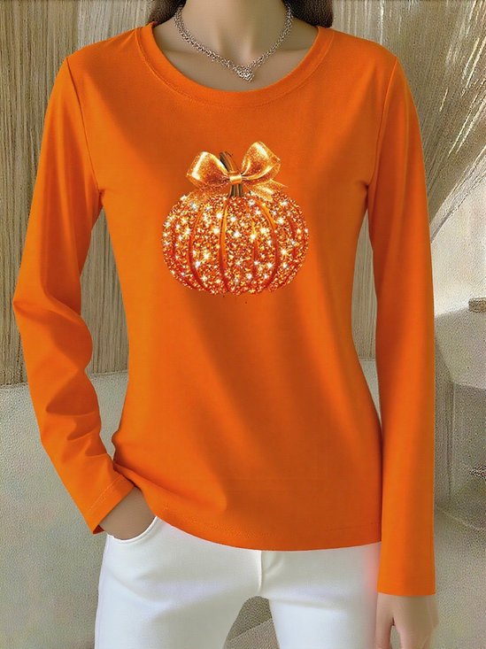 Lässig Halloween Rundhals Langarm T-Shirt
