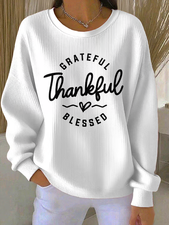Lässig Rundhals Textbriefe Sweatshirt