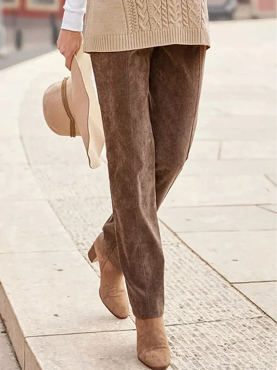 Damen Unifarben Lang Hose Retro Frühling/Herbst Hose