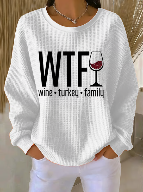 Lässig Rundhals Textbriefe Sweatshirt