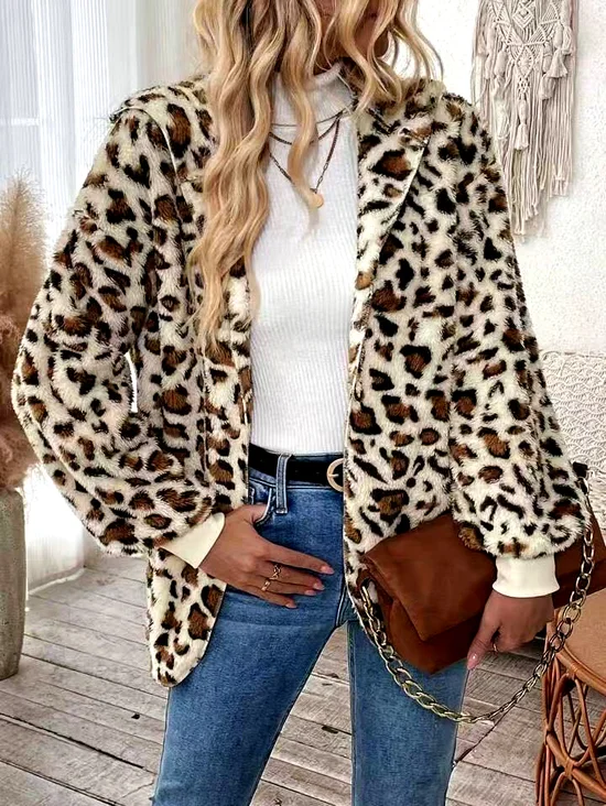Damen Frühling/Herbst Oberbekleidung Lässig Polka Dots Langarm Kapuze Jacke