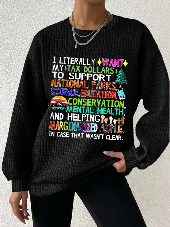 Lässig Rundhals Textbriefe Sweatshirt