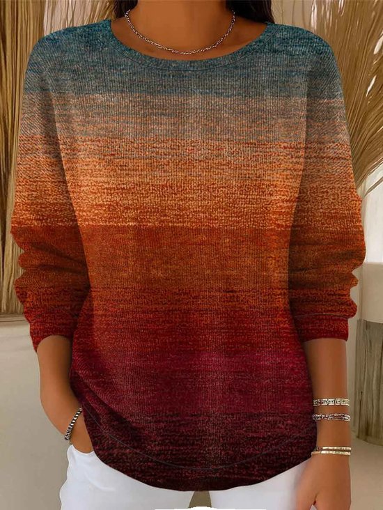 Damen Abstrakt Langarm Bequem Lässig Print Pullover