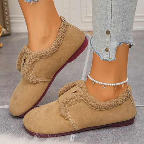 Retro Unifarben Haken und Schleife Flach Flache Schuhe