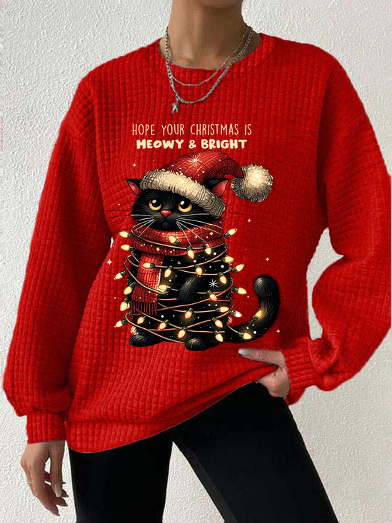 Lässig Rundhals Weihnachten Sweatshirt