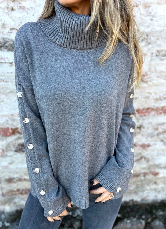 Damen Baumwolle Unifarben Langarm Bequem Lässig Pullover