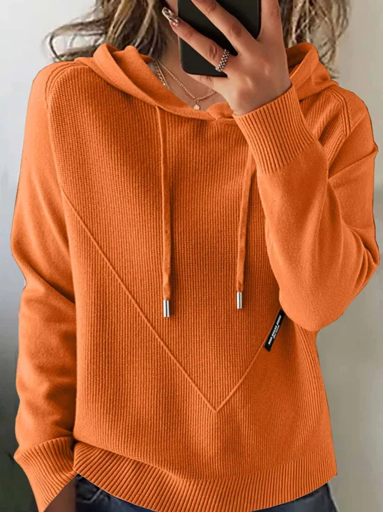 Damen Unifarben Langarm Bequem Retro Pullover