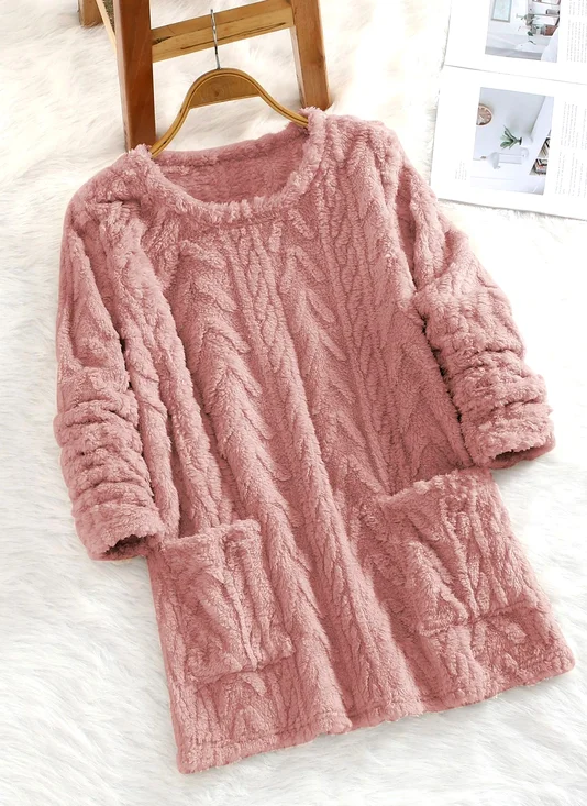 Lässig Rundhals Unifarben Sweatshirt