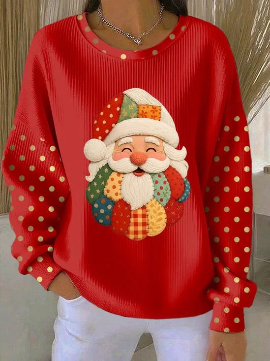 Lässig Rundhals Weihnachtsmann Sweatshirt Print