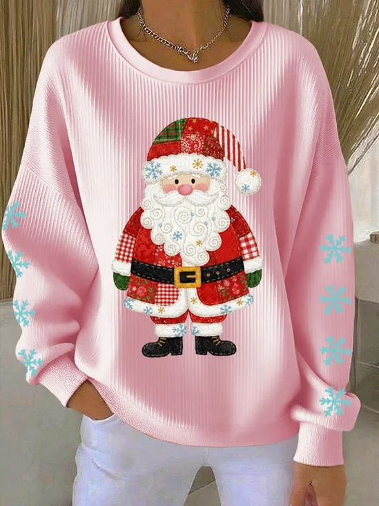 Lässig Rundhals Weihnachtsmann Sweatshirt Print