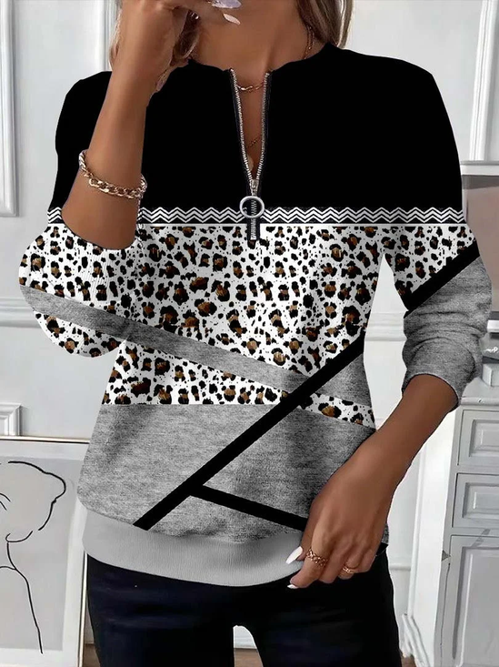 Lässig Rundhals Abstrakt Sweatshirt Print