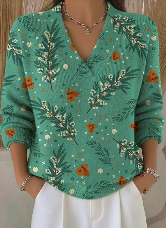 Damen Weihnachtsmann Langarm Bequem Retro Pullover