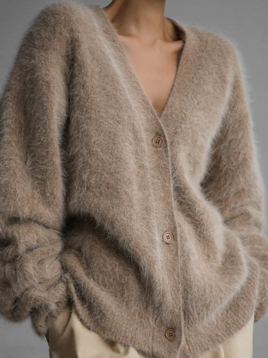 Damen Frühling/Herbst Oberbekleidung Retro Nahtverarbeitung Unifarben Langarm V-Ausschnitt Jacke