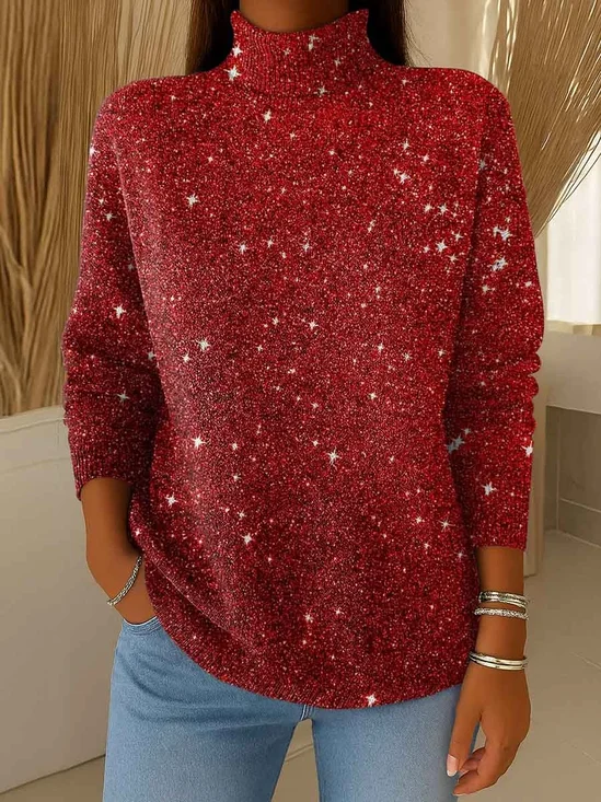 Damen Weihnachten Langarm Bequem Retro Print Pullover