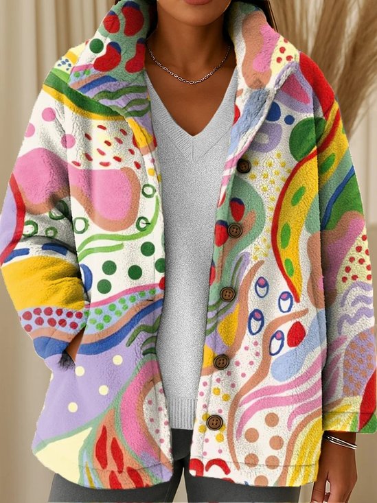 Damen Winter Oberbekleidung Retro Geometrisch Langarm Jacke