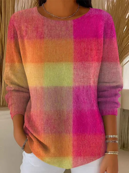 Damen Abstrakt Langarm Bequem Lässig Print Pullover