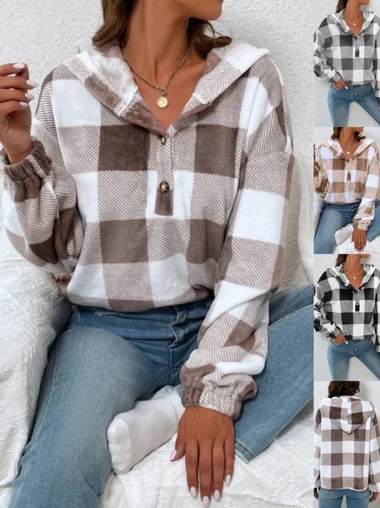 Retro Kapuze Geometrisch Sweatshirt Print