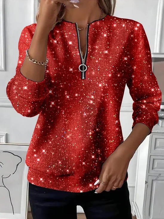 Lässig Rundhals Weihnachten Sweatshirt Print