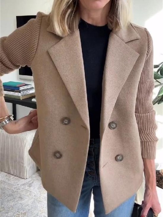 Damen Winter Oberbekleidung Lässig Nahtverarbeitung Unifarben Langarm Schalkragen Jacke