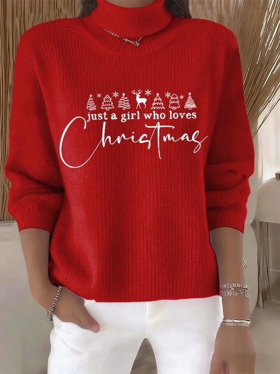 Damen Weihnachten Langarm Bequem Retro Pullover