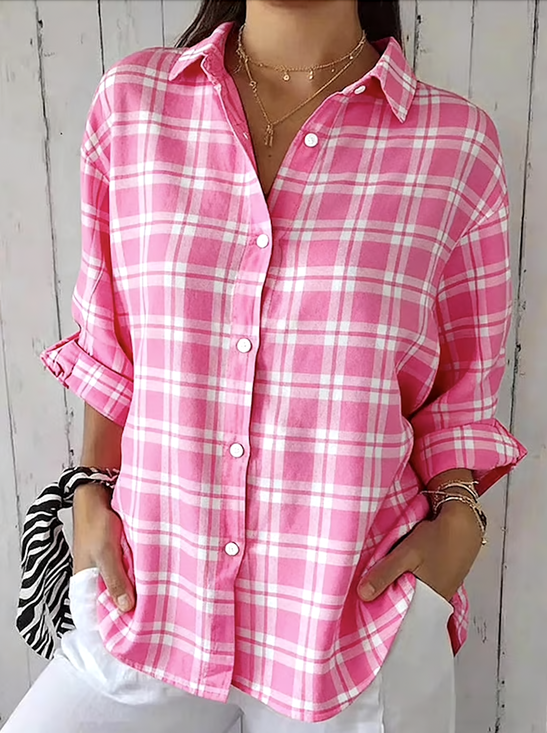 V-Ausschnitt Langarm Geometrisch Regelmäßig Mikroelastizität Regelmäßige Passform Bluse für Damen