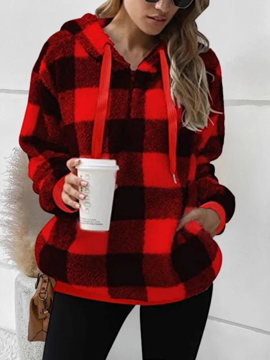 Retro Kapuze Farbblock Sweatshirt Print