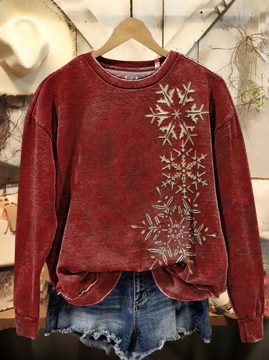 Lässig Rundhals Weihnachten Sweatshirt Print
