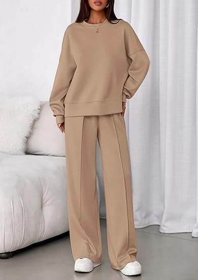 Damen Unifarben Zweiteiliges Set Täglich Langarm Lässig Frühling/Herbst Bluse mit Hose Matching Set